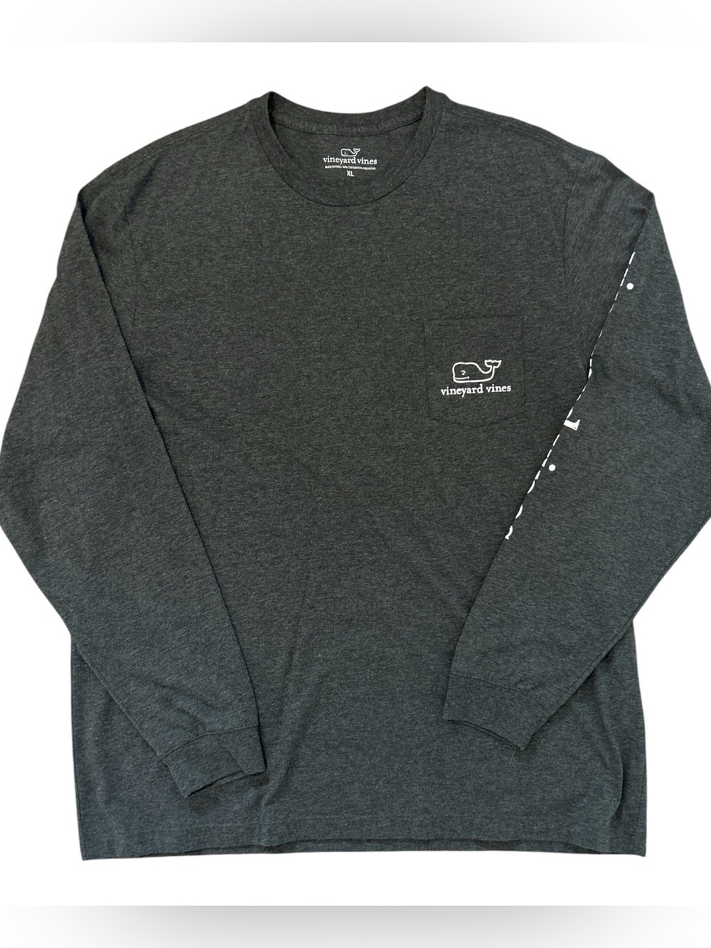 Vineyard Vines Mens XL Long Sleeve T Shirt Gray Whale Logo Pocket Graphic Tee